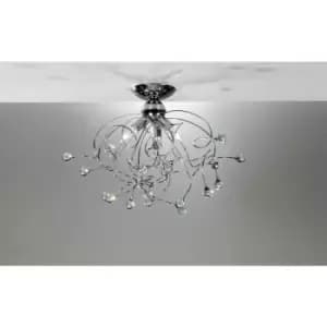 Onli Trilly Chrome Multi Arm Semi Flush Ceiling Lamp, Crystal