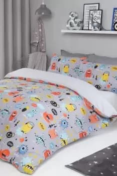 Monster Print Duvet Cover with Pillowcase Bedding Set