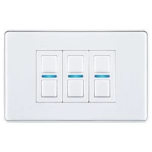 Lightwave Smart Series Dimmer (3 Gang) - White Metal