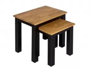 LPD Copenhagen Black and Oak Nest of Tables Flat Packed
