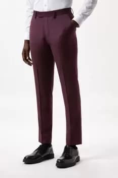 Mens Slim Fit Burgundy Micro Texture Suit Trousers