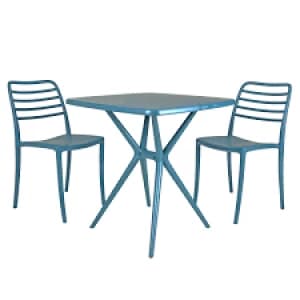 Charles Bentley 2 Seater Plastic Bistro Set Blue