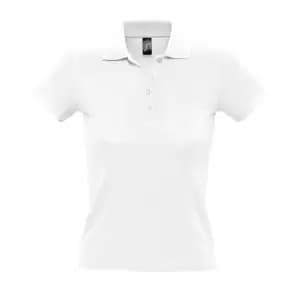 SOLS Womens/Ladies People Pique Short Sleeve Cotton Polo Shirt (L) (White)