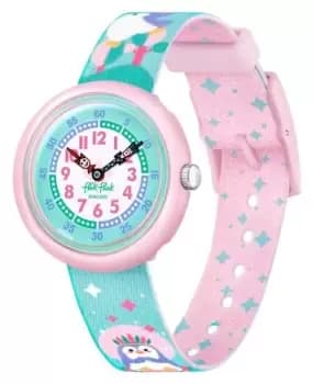 Flik Flak FBNP206 BRRRAVE PINGUINS Pink and Blue Fabric Watch