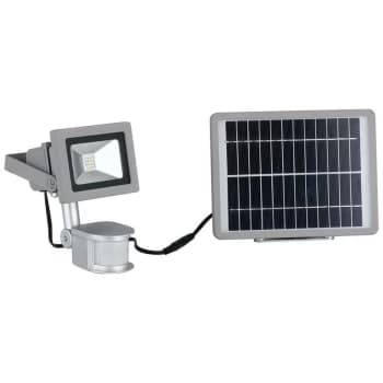Fan Europe Lighting - Fan Europe ELIOS Outdoor LED Flood Light with Sensor & Solar Panel Silver, IP44 620lm 5000K 11.5x16cm
