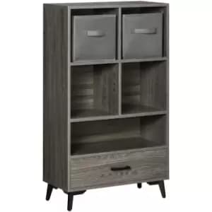 Homcom - Freestanding Storage Cabinet, Display Shelf with Storage Drawers - Grey