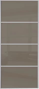 Wickes Sliding Wardrobe Door Silver Framed Four Panel Cappuccino Glass - 2220 x 914mm