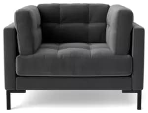 Swoon Landau Velvet Armchair - Granite Grey