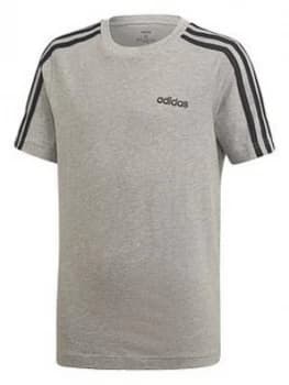 Adidas Youth 3 Stripe T-Shirt - Grey/Black