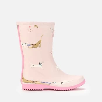 Joules Girls Dog Print Wellies - Pink - UK 9 Kids