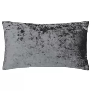 Verona Crushed Velvet Rectangular Cushion Pewter, Pewter / 40 x 60cm / Polyester Filled