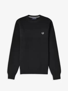 Fred Perry Textured Stripe Jumper, Black Size M Men