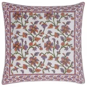 Mentera Cotton Velvet Cushion Lilac/Coral, Lilac/Coral / 50 x 50cm / Polyester Filled