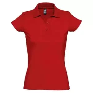SOLS Womens/Ladies Prescott Short Sleeve Jersey Polo Shirt (L) (Red)