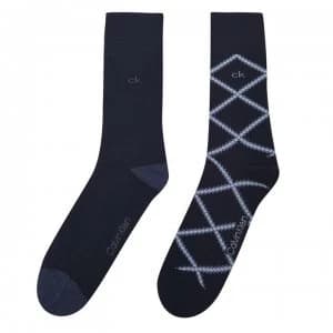 Calvin Klein 2 Pack Overcheck Socks - Navy