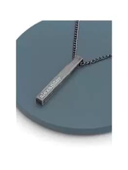 Treat Republic Personalised Mens Solid Bar Necklace - Brushed Gunmetal - serif, One Colour, Men