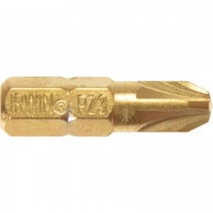 Irwin Pozi Titanium Coated Screwdriver Bit PZ3 25mm Pack of 10