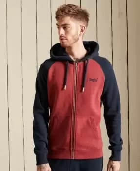 Superdry Mens Vintage Logo Embroidered Baseball Zip Hoodie Blue / Rhubarb Marl/Navy - Size: S