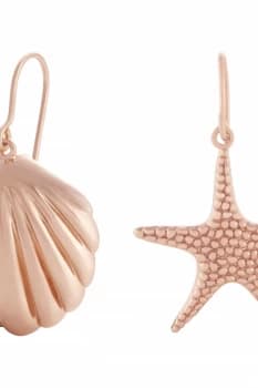 Olivia Burton Under the Sea Shell & Starfish Rose Gold Sleeper Earrings OBJSCE32