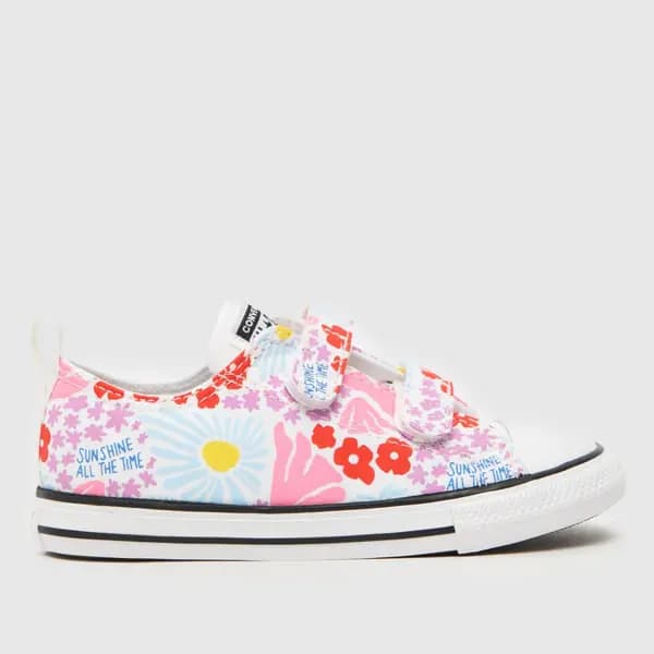 Converse white multi all star lo 2v easy-on Girls Toddler trainers