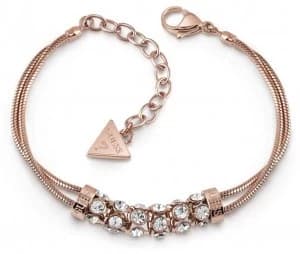 Guess Glitter Girl Rose Gold Plated Swarovski Bar Double Jewellery