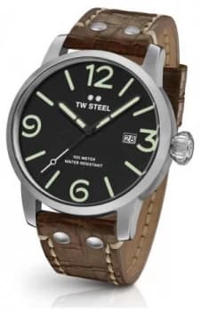 TW Steel Mens Maverick Brown Leather Strap Black Dial MS11 Watch
