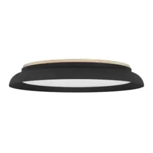 EGLO Penjamo 1 LED White Flush Ceiling Light With Black Metal Shade