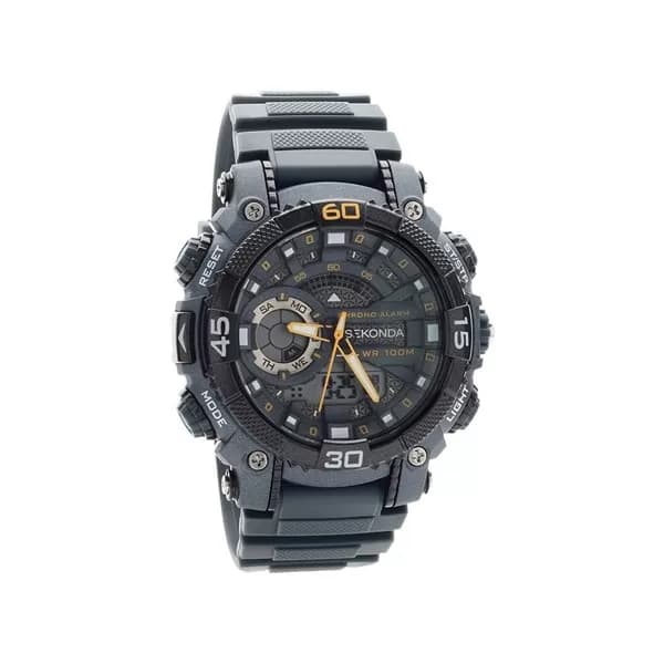 Sekonda 1349 Chronograph Dual Display Grey Resin Strap Watch - W31142