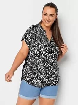 Yours Yours Floral Jersey Back Blouse, Black, Size 18, Women