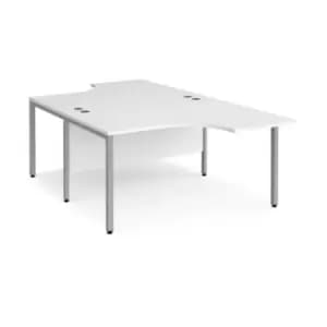 Office Desk 2 Person Corner Desk 1400mm White Tops With Silver Frames Maestro 25