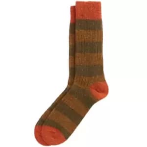 Barbour Mens Houghton Stripe Socks Olive/Butternut Large