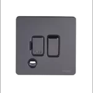 Schneider USFP 13A Switched Fused Spur & Flex Outlet Black Insert Black Nickel - GU5413BBN