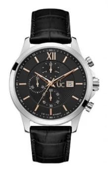 Guess Gents Leather Strap Watch Silver