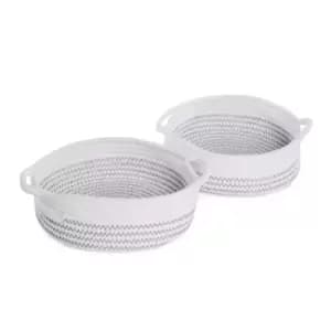 Cotton Rope Storage Baskets White with Black Thread - Set of 2 M&W