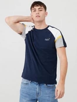 Superdry Crafted Casual Baseball T-Shirt - Dark Navy, Size XL, Men