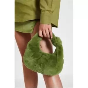 I Saw It First Faux Fur Knot Detail Shoulder Bag - Green