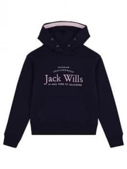 Jack Wills Girls Script Hoodie - Navy