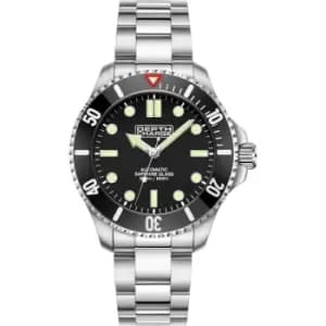Mens Depth Charge 'Divers Refined' Silver and Black Stainless Steel Automatic Watch