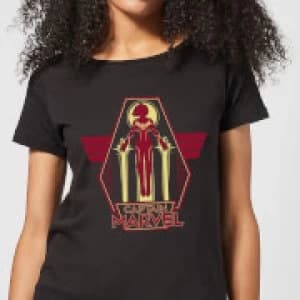 Captain Marvel Flying Warrior Womens T-Shirt - Black - 3XL