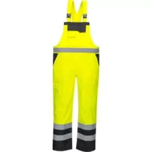 Oxford Weave 300D Class 2 Hi Vis Contrast Bib and Brace Yellow / Black 5XL