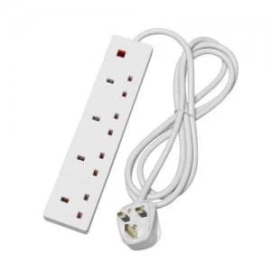 Status 4 Gang 2m Extension Lead with Neon