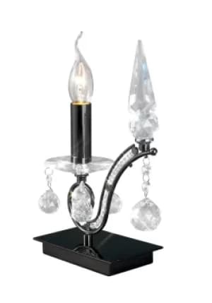 Tara Table Lamp 1 Light Black Chrome, Crystal