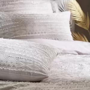 Pineapple Elephant Enola Aztec Geometric Jacquard 100% Cotton Duvet Cover Set, Grey, King