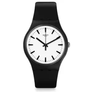 Swatch SwatchPAY! Blackback Pay Quartz White Dial Black Silicone Strap Unisex Watch SVIB105-5300