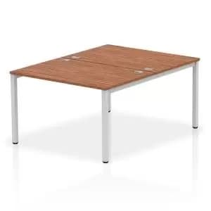 Impulse Bench B2B 2 Person 1200 Silver Frame Office Bench Desk Walnut
