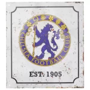 Chelsea FC Official Retro Football Crest Bedroom Sign (One Size) (White/Blue)
