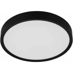 Flush Ceiling Light Colour Black Shade White Plastic Bulb LED 33.5W Included