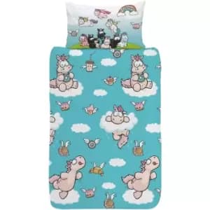 Theodor & Friends Unicorn Duvet Cover Set (Single) (Blue/Pink)