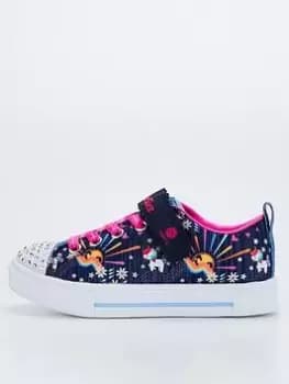 Skechers Kids Twinkle Sparks Unicorn Trainer - Multi , Navy, Size 2 Older