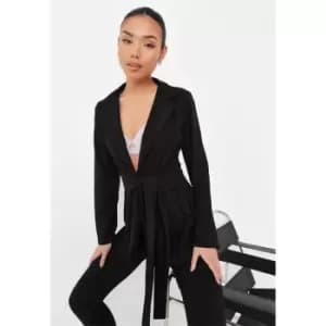Missguided Jersey Tailored Wrap Blazer - Black